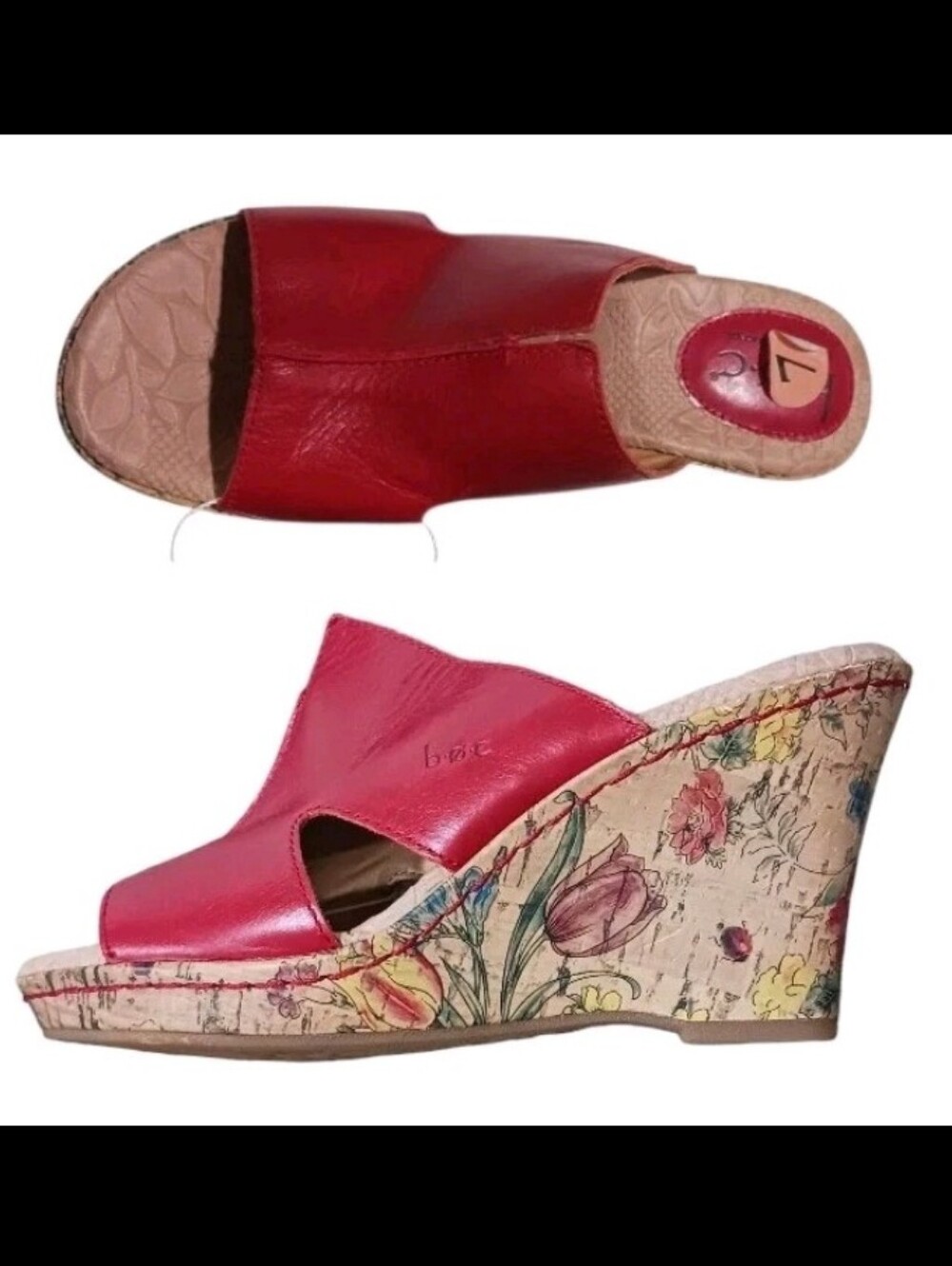 BOC Born Concept Cork Wedge Sandal Floral Lady Bug